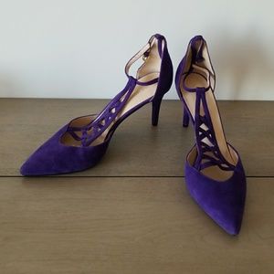 Women's 9M Nine West Purple Suede Pumps 3.5"